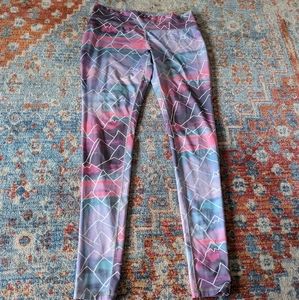 Mossimo Wms Small Tie Dye Leggings Pink Purple Blue Pastels Mountain Pattern 205